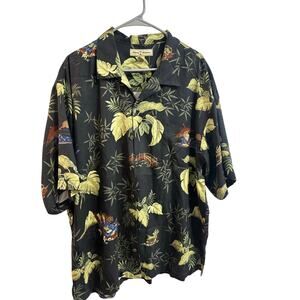 Tommy Bahama 100% Silk Button Down Short Sleeve Hawaiian Ladies Camp Shirt Sz XL